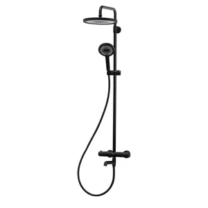 Душова колона Koer KB-57029-05 латунна чорна матова з термостатом на 3 режими (KR5491)