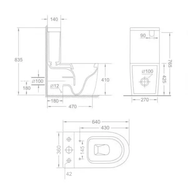Унітаз-компакт Mixxus ELLIPSE-0403-T3 640x360x835mm, система змиву TORNADO 3.0 (MI6711)
