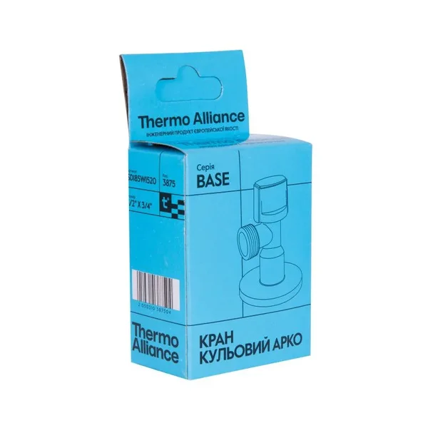 Кран приборный угловой Thermo Alliance 1/2х3/4 Base SD185W1520 латунный хромированный 1/2