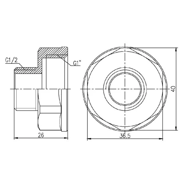 Переход Thermo Alliance 1х1/2 Forte латунный никелированный 1