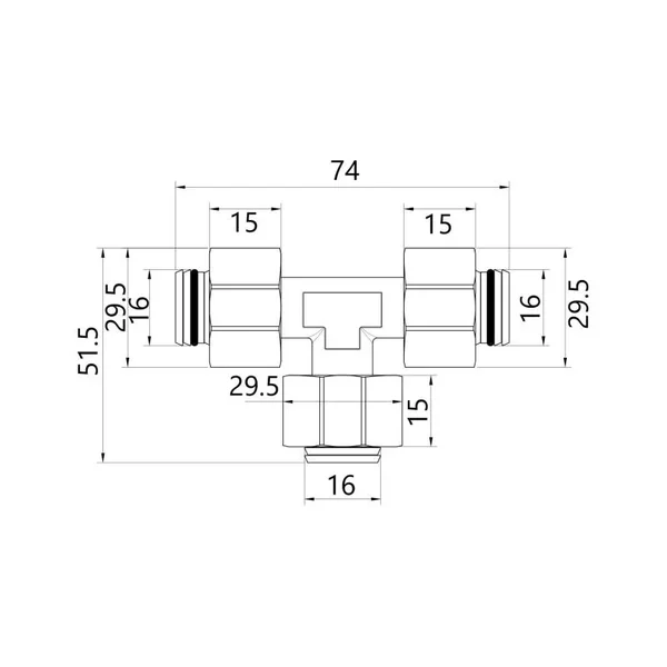 Трійник обтискний рівнопрохідний Thermo Alliance Standart SD158W202020 латунний 20 мм (SD158W202020)