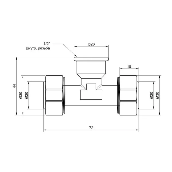 Трійник обтискний Thermo Alliance 20х1/2х20 Standart 20х1/2