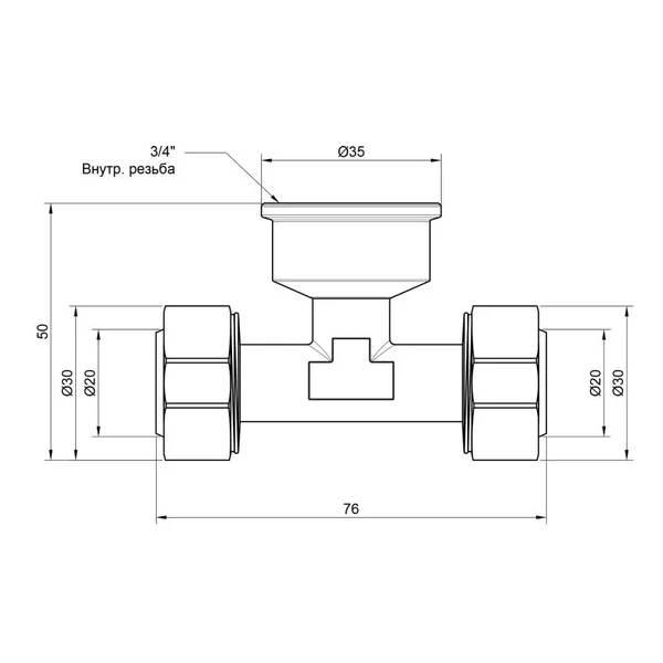Тройник обжимной Thermo Alliance 20х3/4х20 Standart 20х3/4