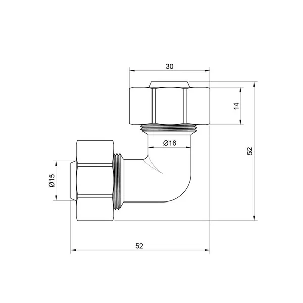 Уголок обжимной равнопроходной Thermo Alliance Standart SD155W2020 никелированный латунный 20 мм (SD155W2020)