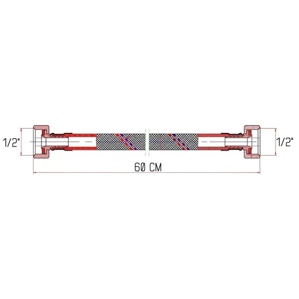 Гибкая подводка для воды Thermo Alliance Forte SF381W60 в нержавеющей оплетке 60 см 1/2