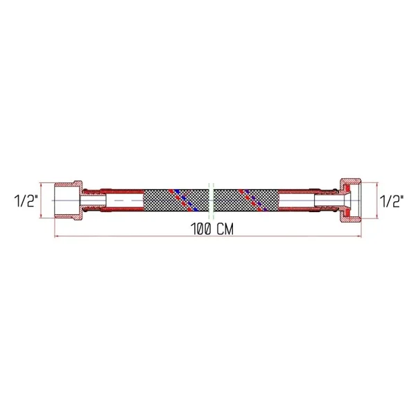 Гибкая подводка для воды Thermo Alliance Forte SF382W100 нержавеющая 100 см ВН 1/2