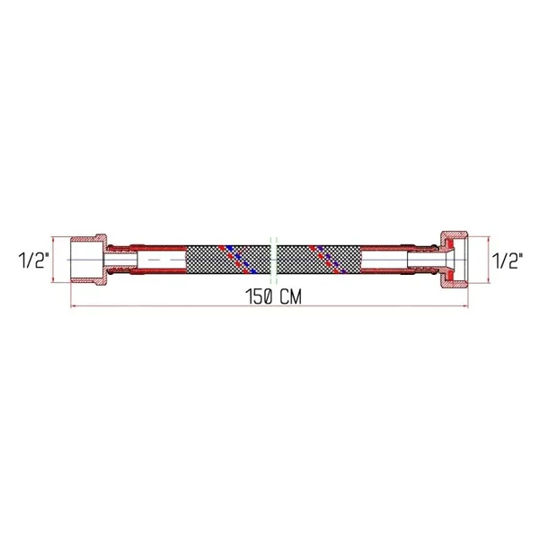Гнучка підводка для води Thermo Alliance Forte SF382W150 нержавіюча 150 см 1/2