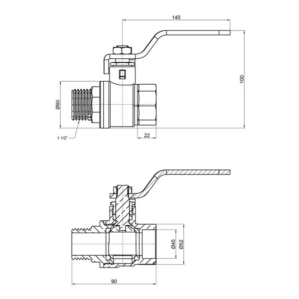 Кран шаровый Thermo Alliance Base SD605W40 латунный 1 1/2