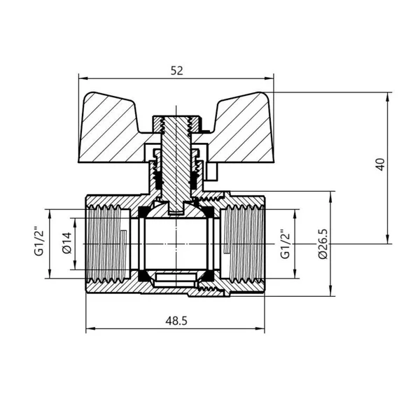 Кран кульовий Thermo Alliance Base 1/2