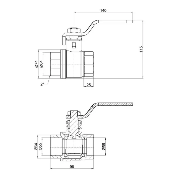 Кран шаровый Thermo Alliance Base SD600W50 латунный 2