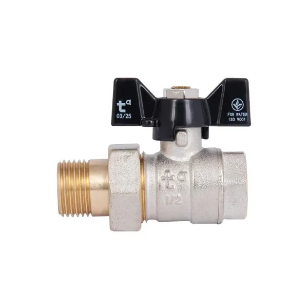 Кран шаровый с американкой Thermo Alliance Base SD221W15 латунный никелированный прямой 1/2