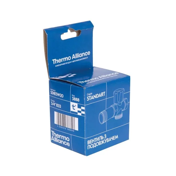 Кран шаровый приборный Thermo Alliance 3/4ННВ Standart SD183W20 латунный с удлинителем 3/4