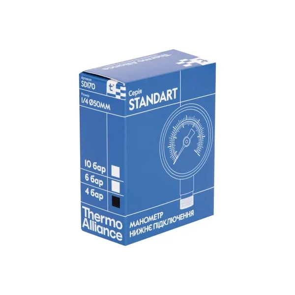 Манометр Thermo Alliance Standart SD1704B металлический, 50 мм, с нижним подключением 1/4