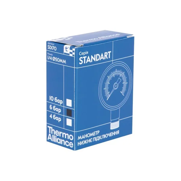 Манометр Thermo Alliance Standart SD1706B 50 мм с нижним подключением 1/4