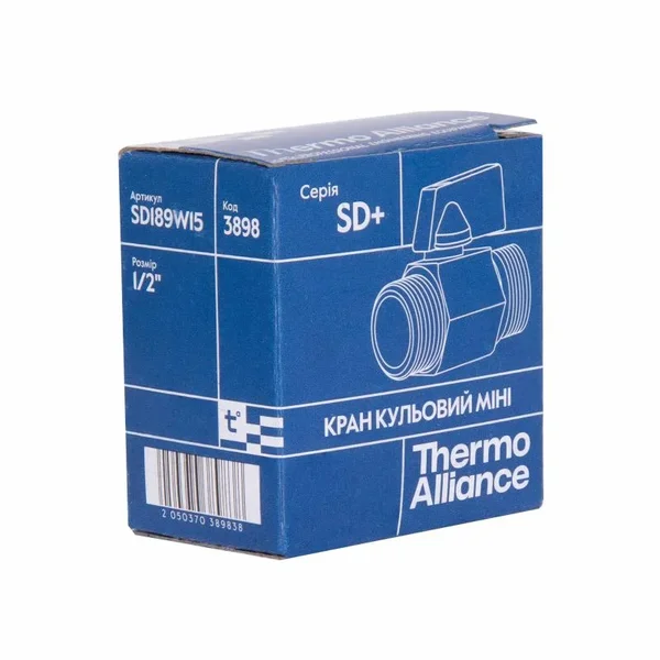 Кран шаровой приборный Thermo Alliance Standart Mini SD189W15 латунный прямой 1/2