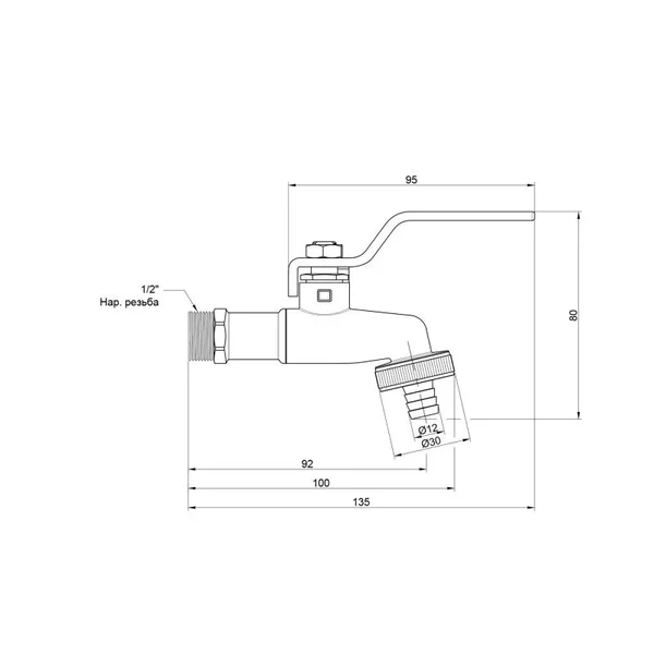 Кран поливочный шаровый Thermo Alliance Standart SD140W15 латунный никелированный 1/2 (SD140W15)