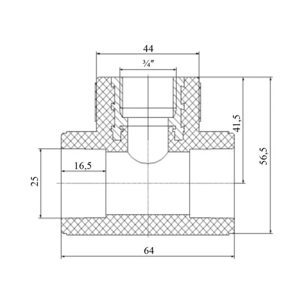 Трійник PPR Blue Ocean 25х3/4х25 25х3/4