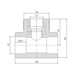 Тройник PPR Blue Ocean 32х1/2х32 32х1/2
