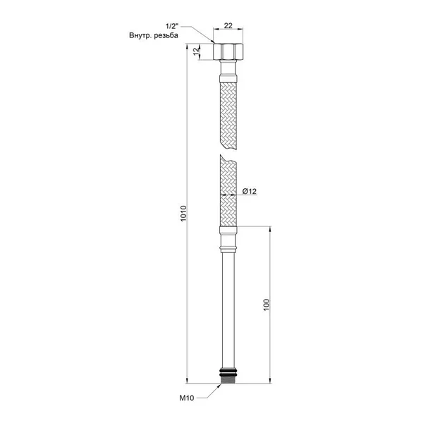 Гибкая подводка для воды Thermo Alliance SD396W100L Standart М10 в нержавеющей оплетке 100 см (SD396W100L)