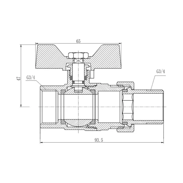 Кран кульовий Thermo Alliance Forte SF220W20 латунний прямий з американкою 3/4 (SF220W20)
