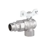 Кран кульовий з американкою Thermo Alliance Forte SF223W20 латунний нікельований кутовий 3/4