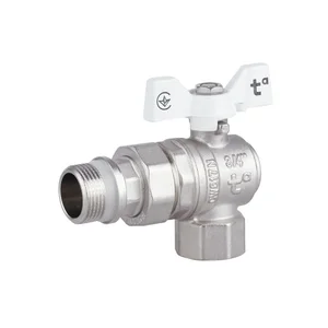 Кран кульовий з американкою Thermo Alliance Forte SF223W20 латунний нікельований кутовий 3/4