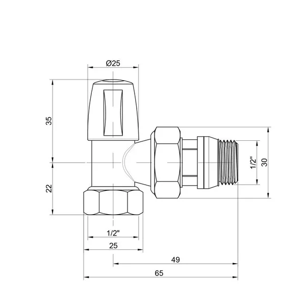 Вентиль радиаторный Icma 805+940 никелированный угловой 1/2