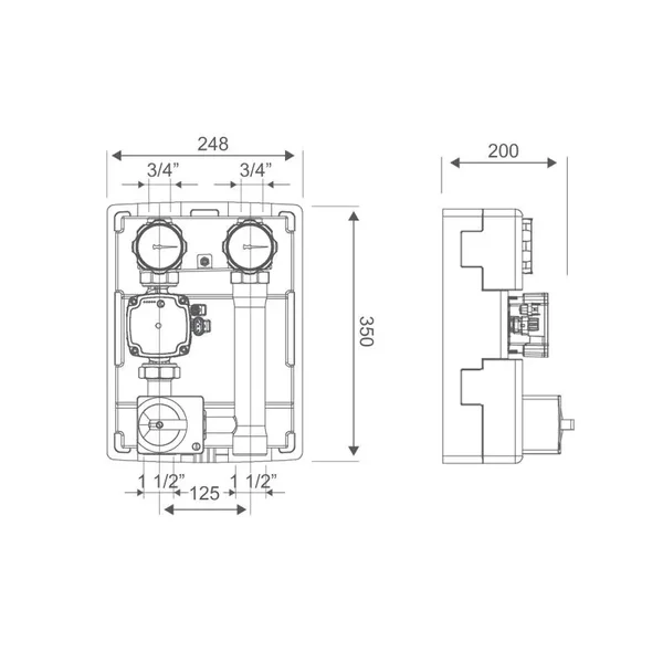 Насосная группа Icma R001 с левым подключением 1 1/2
