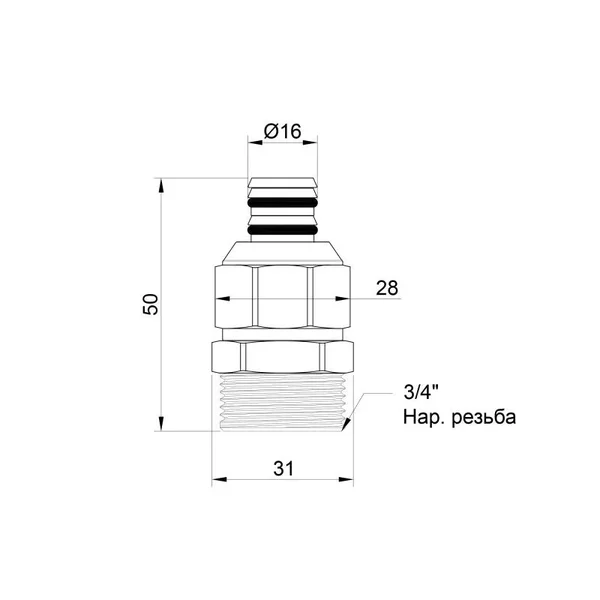 Перехідник обтискний Icma №531 16х3/4