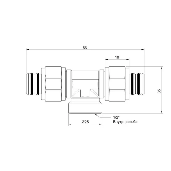 Тройник обжимной Icma 20х1/2