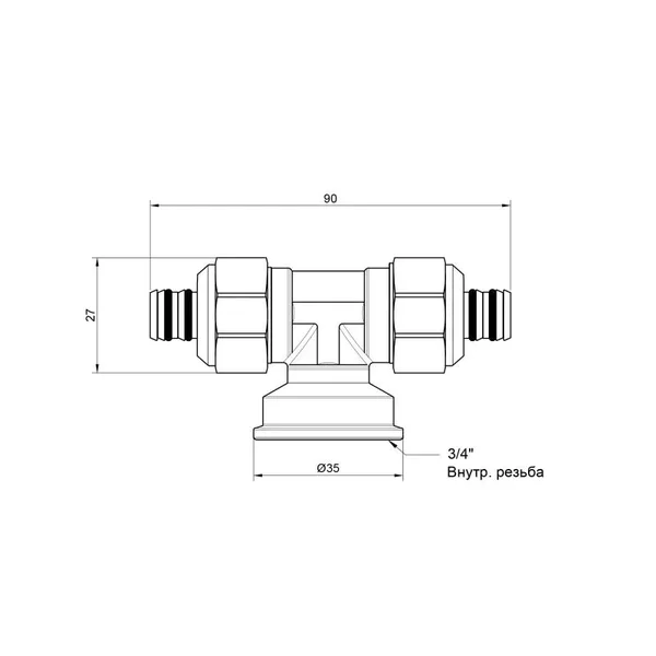Тройник обжимной Icma 20х3/4х20 548 20х3/4