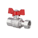 Кран шаровый Thermo Alliance 1/2х Forte латунный никелированный прямой с накидной гайкой и внутренней резьбой 1/2 (SF260W15)