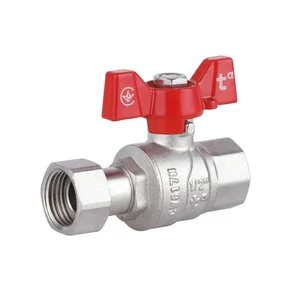 Кран шаровый Thermo Alliance 1/2х Forte латунный никелированный прямой с накидной гайкой и внутренней резьбой 1/2 (SF260W15)