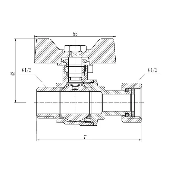 Кран шаровый Thermo Alliance Forte SF261W15 латунный прямой 1/2