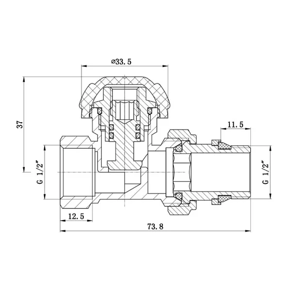 Кран радиаторный Thermo Alliance Standart Powerful 1/2