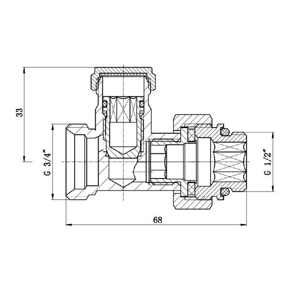 Вентиль радіаторний буксовий SD Forte 3/4х1/2 SF253W15 латунний нікельований для нижнього підключення 3/4