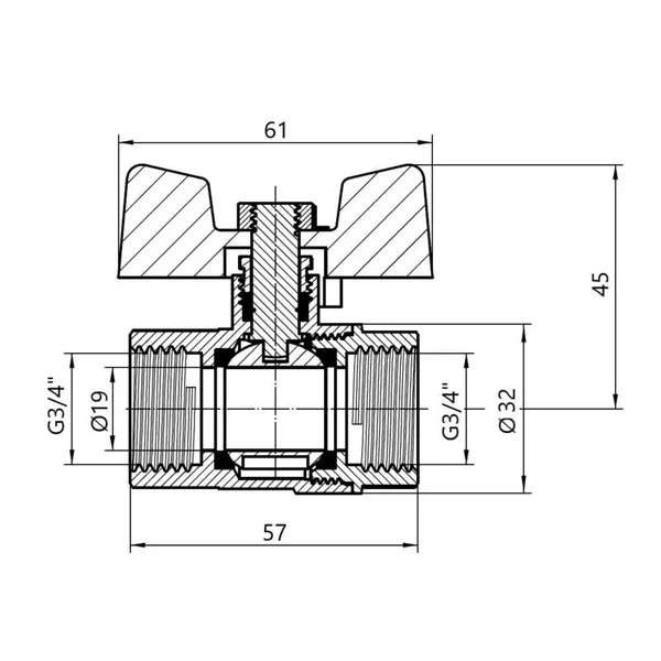 Кран кульовий Thermo Alliance Standart 3/4