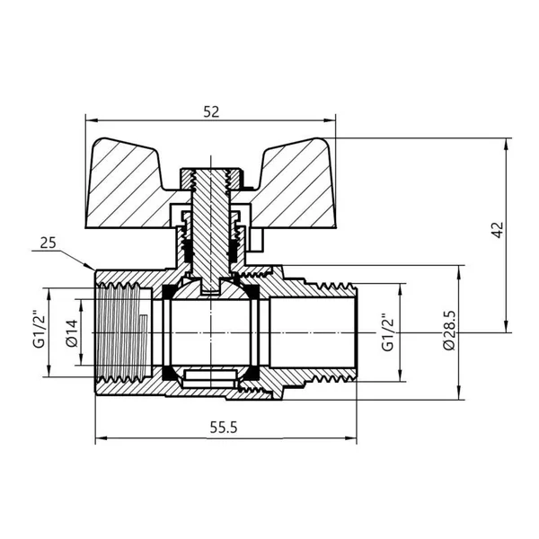 Кран кульовий Thermo Alliance Standart SD607NG15PN40 латунний газовий 1/2