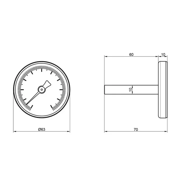 Термометр аксиальный Thermo Alliance SD17450MM Standart металлический с подключением 1/2