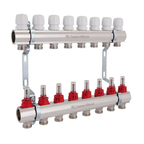 Колектор Thermo Alliance Standart SD235W8 латунний з витратомірами на 8 виходів 1 (SD235W8)