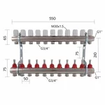Коллектор для теплого пола Thermo Alliance Standart латунный никелированный с расходомерами на 11 выходов 1 (SD235W11)