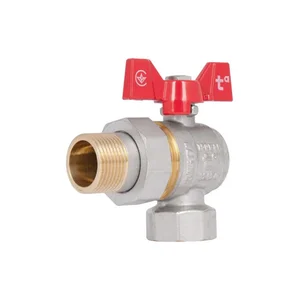 Кран кульовий кутовий з американкою Thermo Alliance Standart SD222NW20PN40 латунний нікельований 3/4