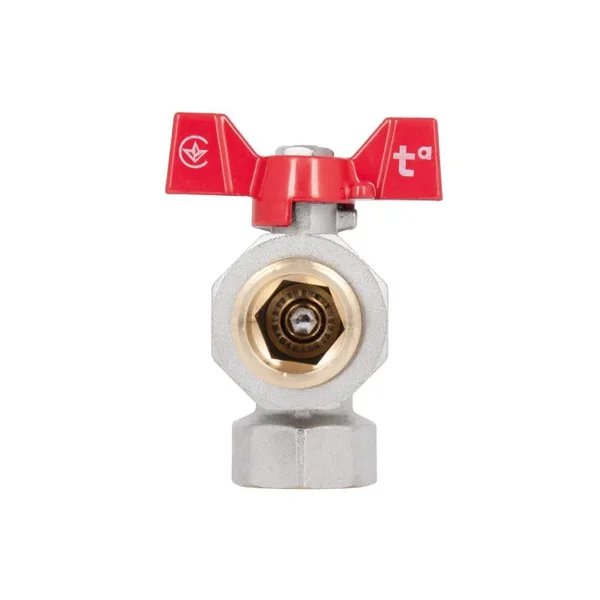 Кран шаровый угловой с американкой Thermo Alliance Standart SD222NW20PN40 латунный никелированный 3/4