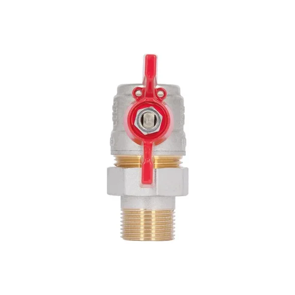 Кран шаровый угловой с американкой Thermo Alliance Standart SD222NW20PN40 латунный никелированный 3/4