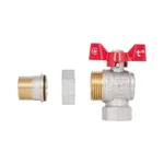 Кран шаровый угловой с американкой Thermo Alliance Standart SD222NW20PN40 латунный никелированный 3/4