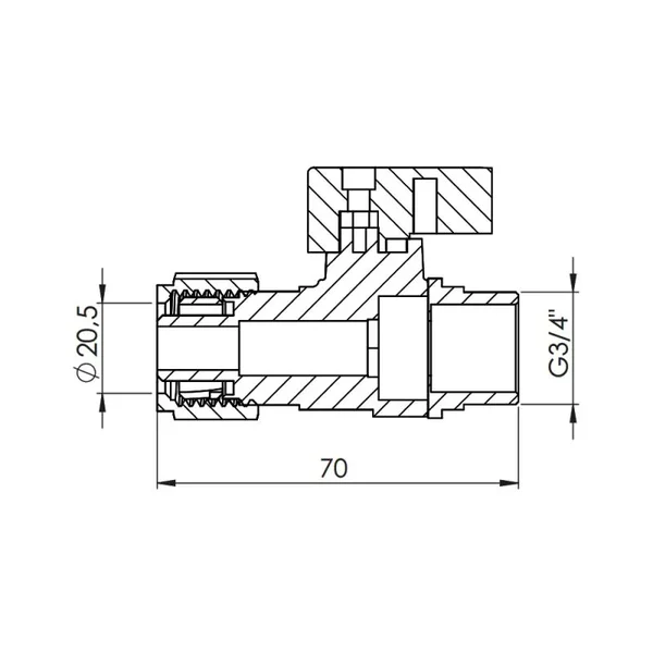 Кран кульовий Thermo Alliance Forte SF262W20 20х3/4