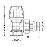 Кран радіаторний Icma №803+940 кутовий 3/4