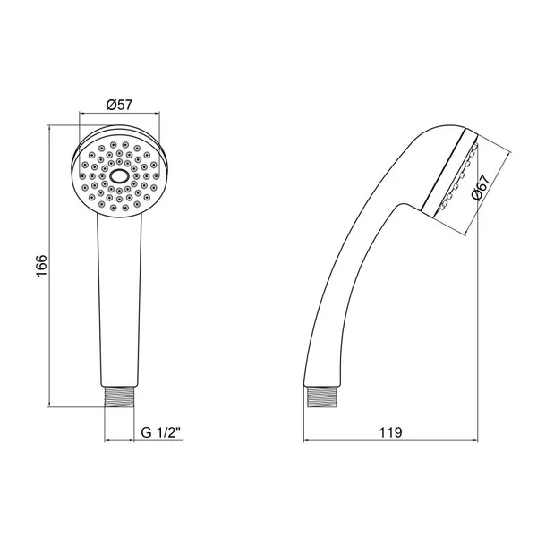 Лійка для ручного душу Lidz LDNIA02CRM22035 Niagara 02 з ABS пластику хромована, кругла, 67 мм, однорежимна (LDNIA02CRM22035)