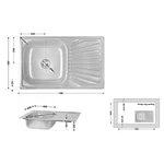 Кухонна мийка Lidz 7848 з нержавіючої сталі 0, 8 мм satin з крилом (SD00028657)