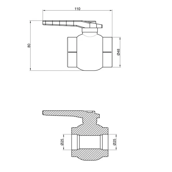 Кран шаровый прямой Thermo Alliance PPR 25 для полифузной сварки (DSW115)